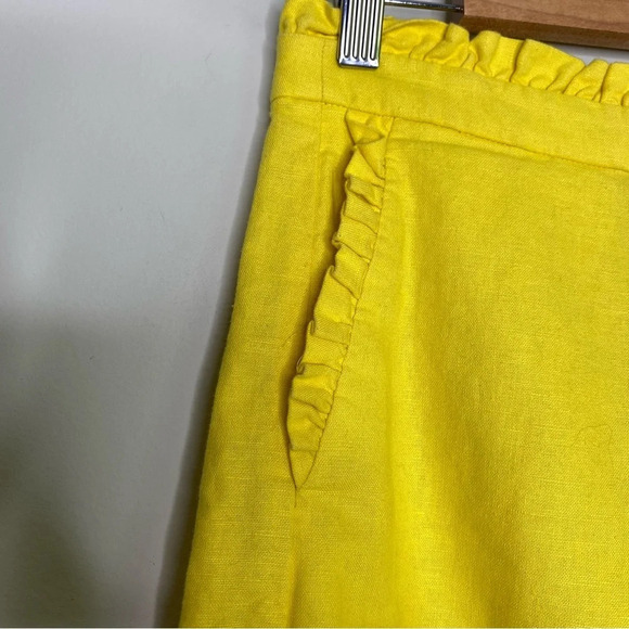 J. Crew Factory Yellow High Rise Linen Ruffle Shorts Size 2 - Picture 5 of 9